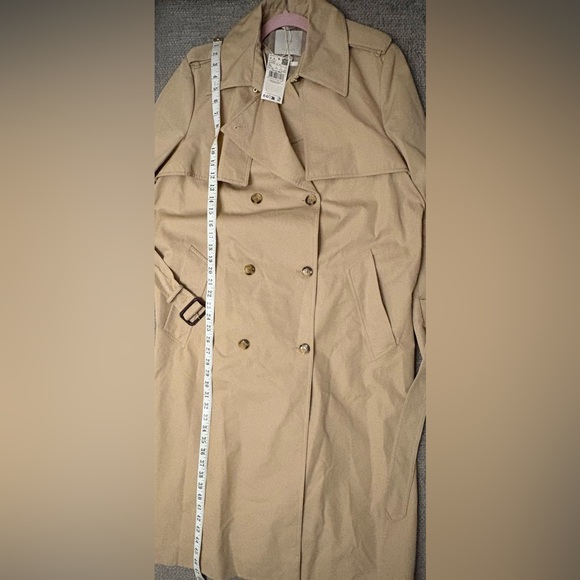 Mango Longline Trench Coat Belted Cotton Blend Size XL - Picture 10 of 14